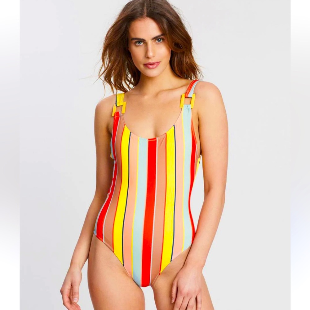 Solid and Striped Stella Cabana One-piece swimsuit Red Yellow Multicolor Size S